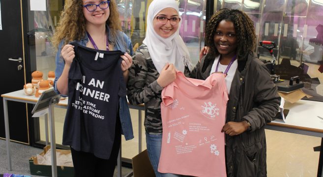 Group of female engineering students