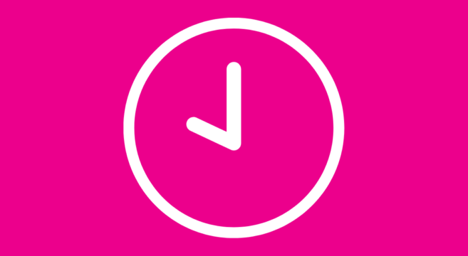 Pink background with white clock