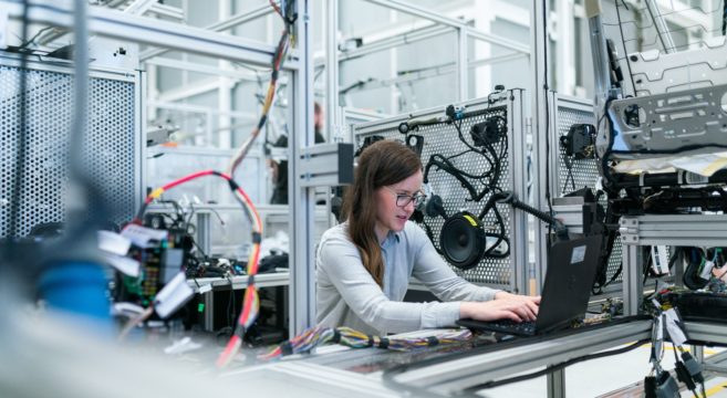 Woman in engineering studio