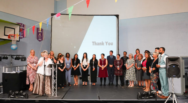 Staff on stage at the Adult Learner Awards