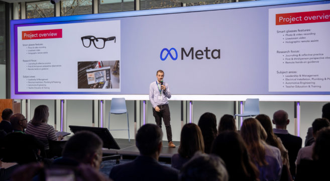 Ben Haddock speaking on stage at Meta Summit