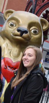 Art students taking selfie with The Big Sleuth artwork